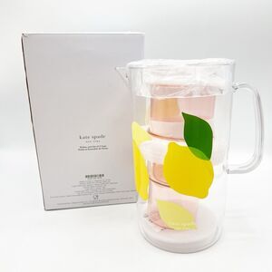 Kate Spade 58oz Lemon Pitcher Stackable 12oz Tumbler Set of 2 Acrylic Summer NEW